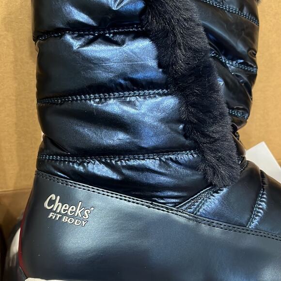 Tony Little Cheeks Fit Body Cushioned Gel Insole Puffer Boots Women’s 12 Navy - Picture 3 of 12